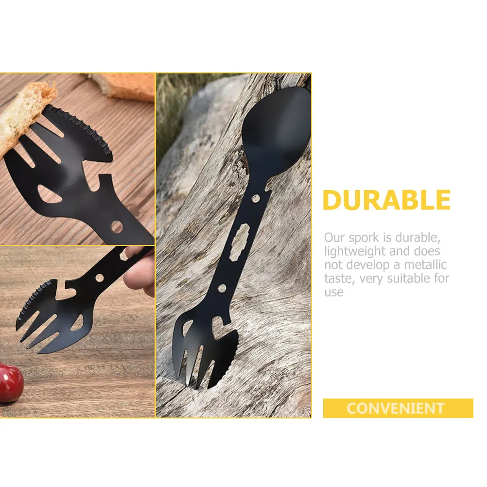 

Fork Spoon Bottle Opener Multifunctional Camping Tableware Outdoor Utensils Portable Stainless Steel Cutlery Travel Picnic Set