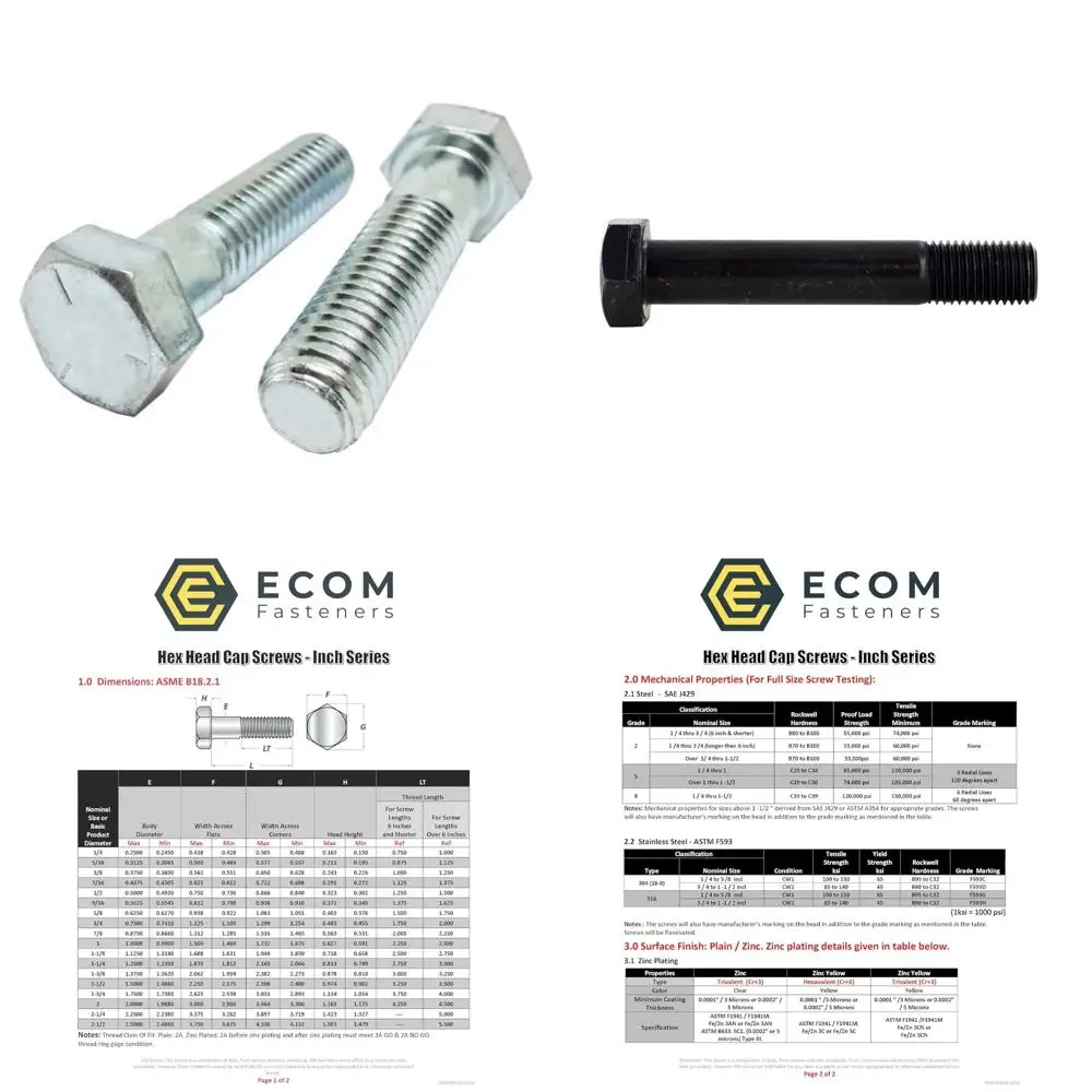 

Винты с шестигранной головкой из оцинкованной стали класса 5, 5/16-18 x 1,75 дюйма, грубая резьба, упаковка 100 шт., прочные крепежные детали