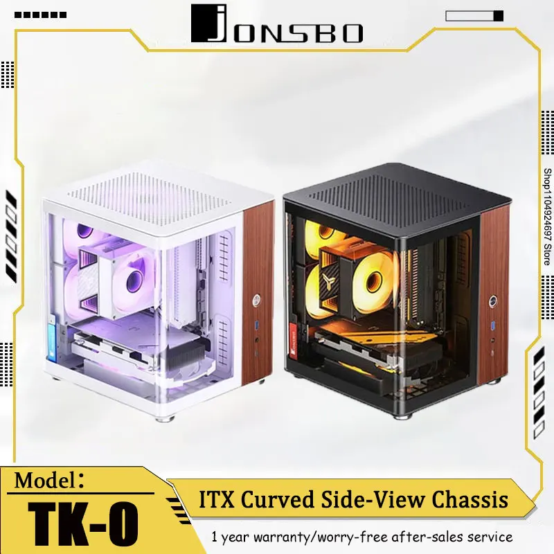 

JONSBO TK-0 Маленькое шасси Мини-гиперболическая комната с видом на море ITX Корпус из алюминиевого сплава Ореховая доска Украшение Type-c Шасси для киберспорта