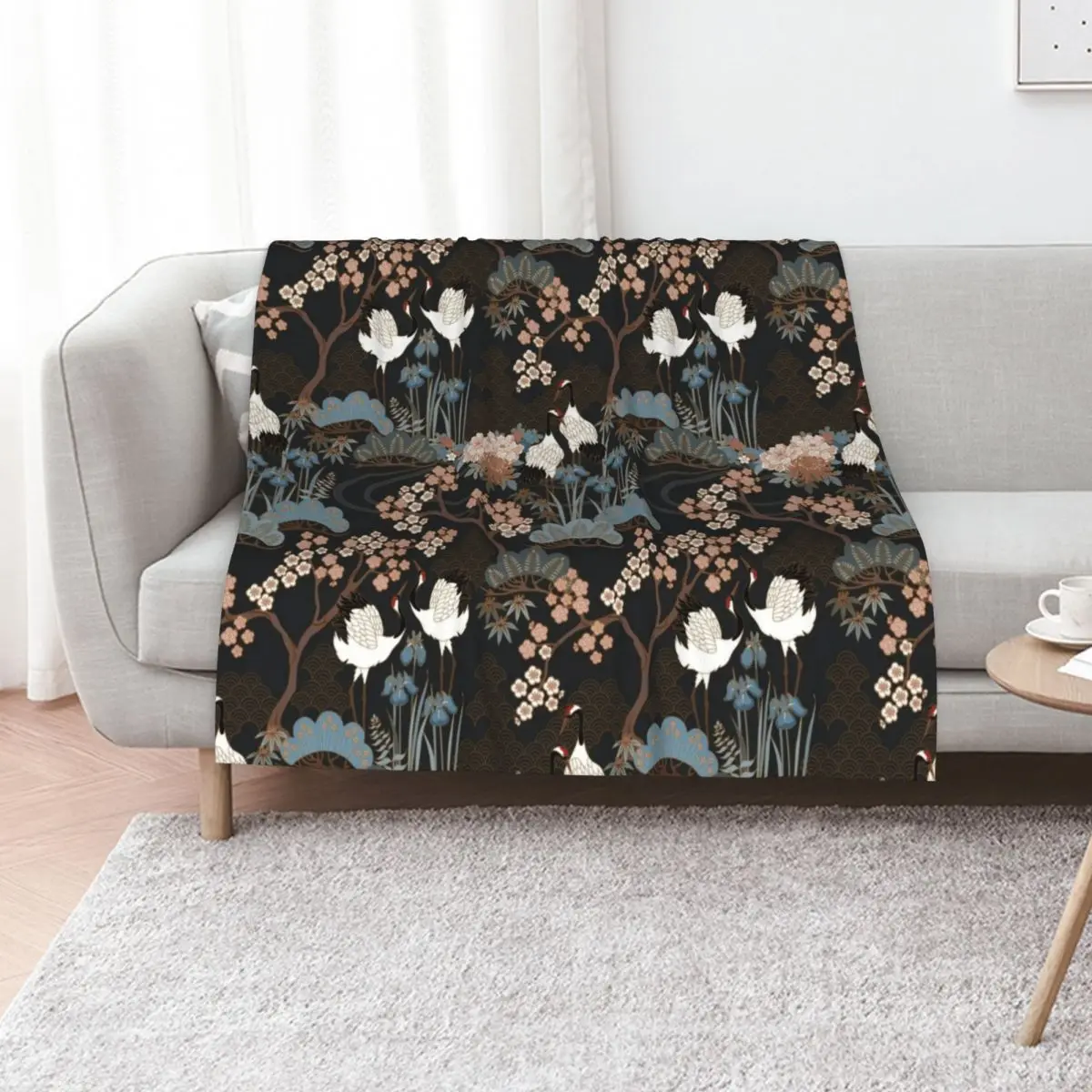 

Japanese Garden Dark Throw Blanket Fashion Sofas Single Bed linens decorative Blankets