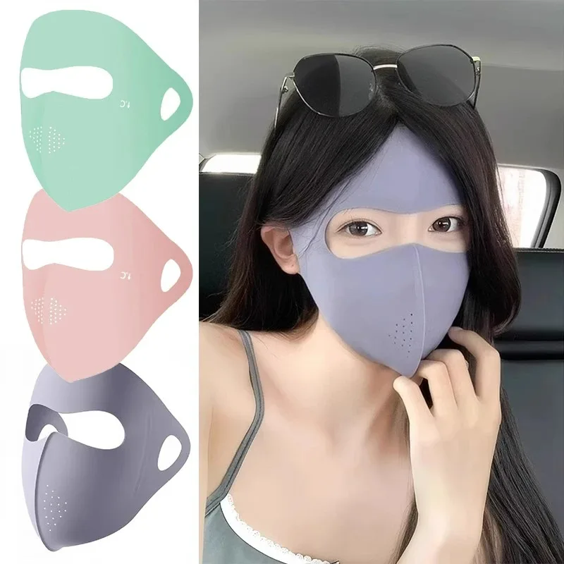New Fashion Full Face Ice Silk Sun Protection Mask Outdoor Anti-UV Summer Riding 3D Breathable Eye Protection Dustproof Face Mas