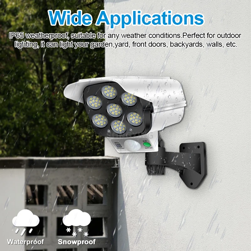 Solar Simulation Camera Lighting Motion Sensor Remote Control Fake Camera Waterproof Safety Light Outdoor Backyard Wall Lamp
