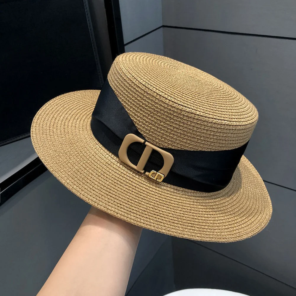 High Quality Fashion Summer Hats Adjustable Casual Flat Top Straw Hat Durable Women's Sun Hat