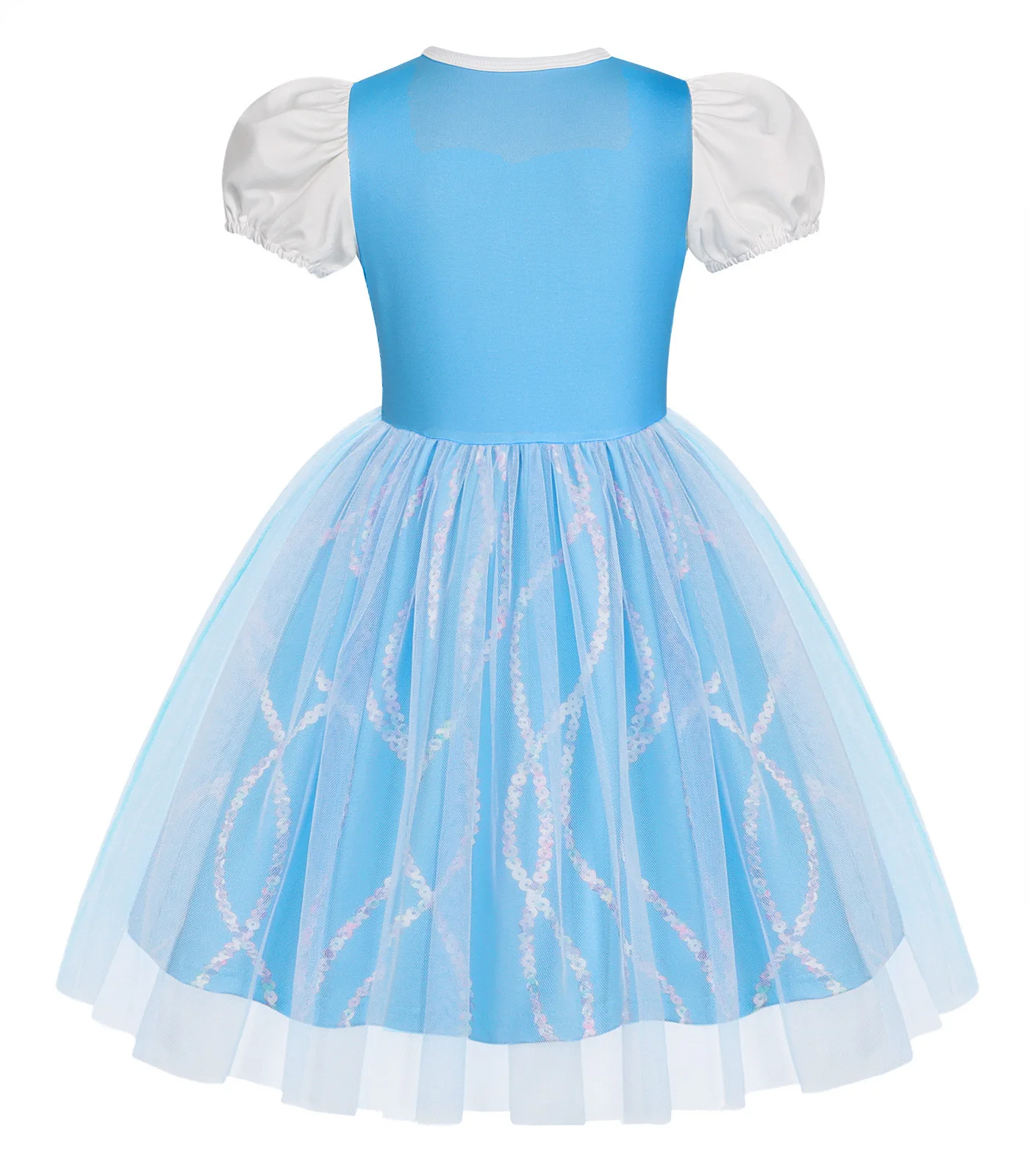 Disney Blue Princess Cinderella Dress Summer Children's Princess Dress Fashionable Bow Little Girl
