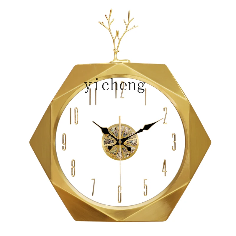 

XL Lucky Deer Light Luxury Wall Clock Living Room Home Fashion Creative Clock Hotel Metal Clock