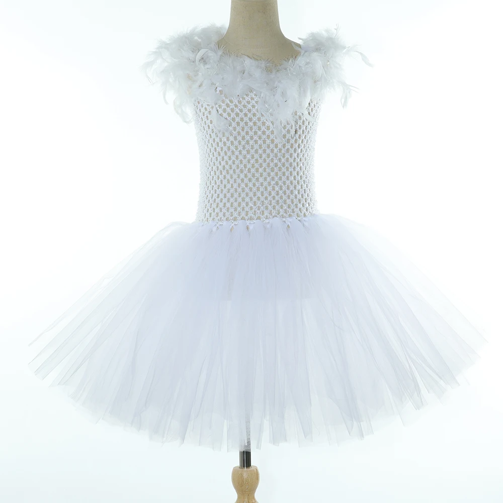 White Bird Swan Costume Kids Tulle Princess Tutu Dress Girls Halloween Carnival Party Feathers White Bird Swan Costume Kids Tulle Princess Tutu Dress Girls Halloween Carnival Party Feathers