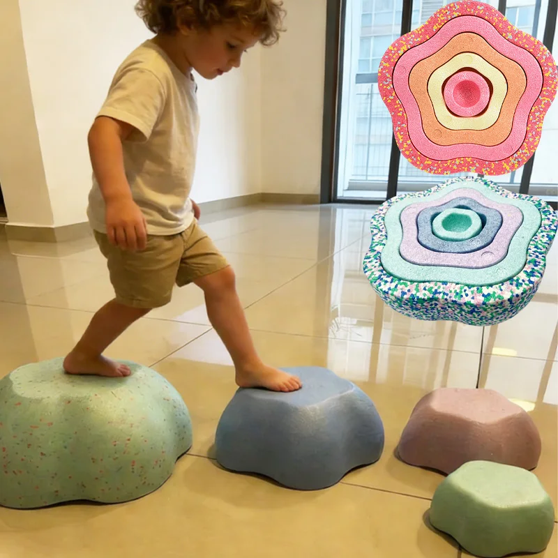 رغوة التوازن يخطو الحجر الاطفال لعبة رياضية اللمس التكامل الحسي التدريب المعدات الحسية ألعاب خارجية لألعاب أطفال
