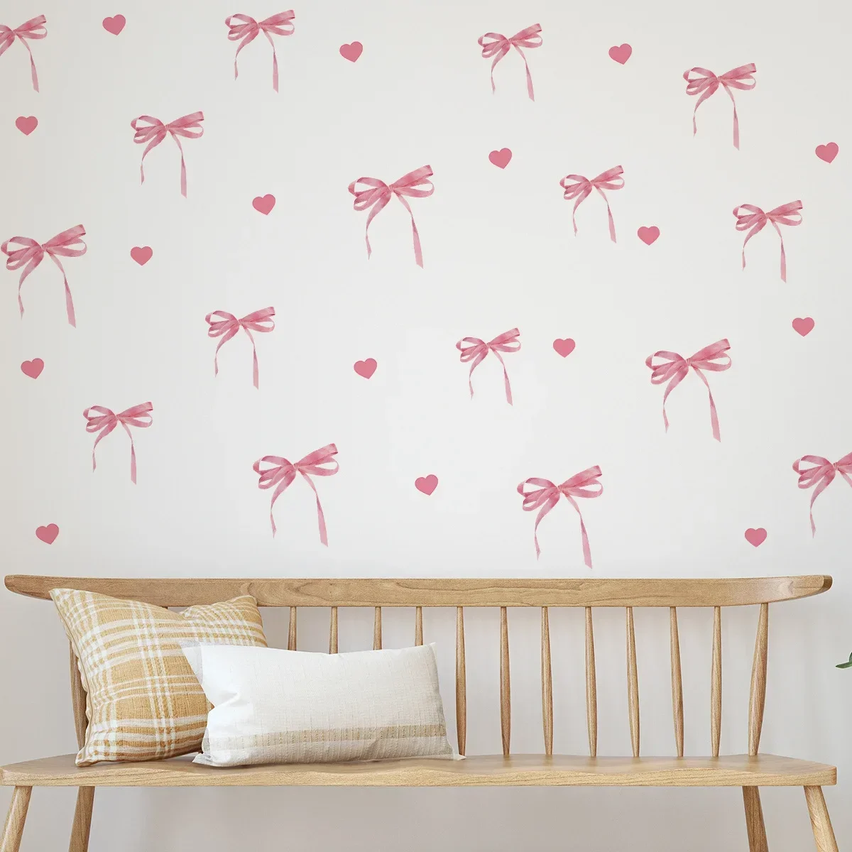 1PC Pink Bow Love Home Decor Stickers Closet Stickers Girl Heart Bedroom Wall Stickers Home Decoration Accessories