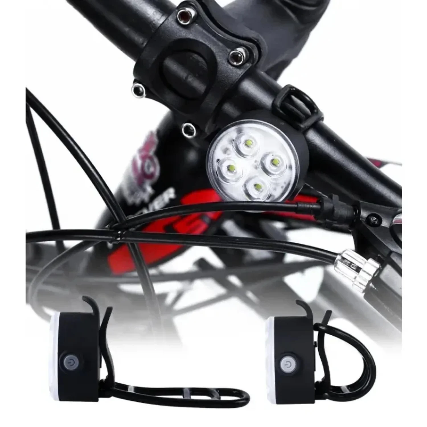 

Bicycle front and rear lights Cross-border USB rechargeable quad headlight taillight set mountain bike riding equipment