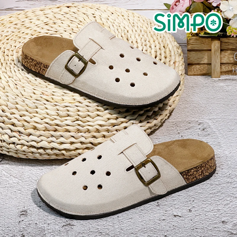 Spring And Autumn Comfortable Anti-Slip Slippers Durable Perforated Upper Women's Flannel Shoes Couple Casual Sandals