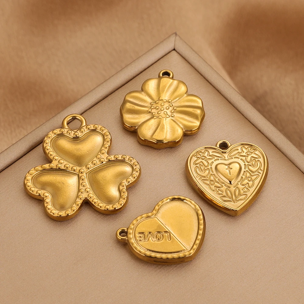 5pcs Stainless Steel Gold Plated Shell Heart Charm for Jewelry Making Supplies DIY Bracelet Necklace Accessories Craft Wholesale image 4
