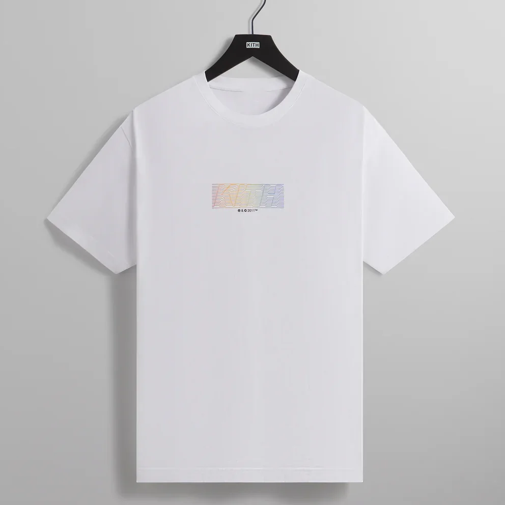 Kith Seoul Sonic Eagle Stakes 96NY Shatter Geometric Large Collection Men's T-shirt Standard Fit Cotton Short Sleeve round Neck