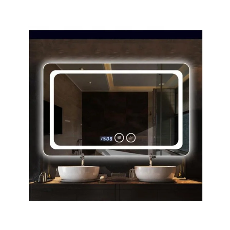 

Hotel Luxury Wall Mounted Smart Mirror LED Vanity Bathroom Mirror with date/weather/temperature mirror supplier