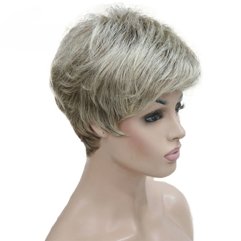 Short Shaggy Layered Blonde Ombre Classic Cap full Synthetic Wig Women's Wigs