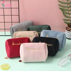 Velvet Make Up Organizer Soft Girl Lipstick Bag Women Travel Cosmetic Bag Beautician Beauty Case Makeup Bag necessaire