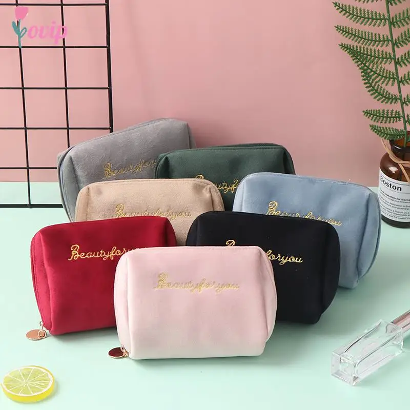 Velvet Make Up Organizer Soft Girl Lipstick Bag Women Travel Cosmetic Bag Beautician Beauty Case Makeup Bag necessaire