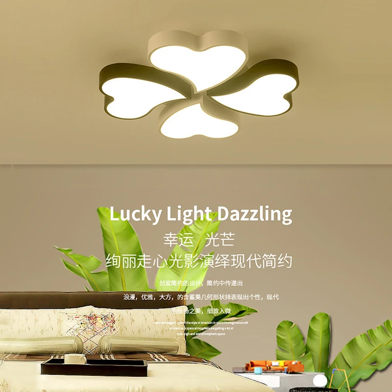 

Nursery Light Modern Led Ceiling Lights Heart shaped Clover Petal Chandelier Kids Bedroom Living Room Kitchen Study Ceiling Lamp