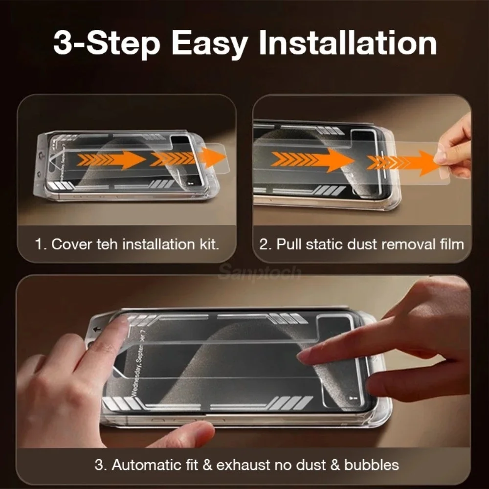 1-3 قطعة واقي شاشة سهل التركيب خالي من الغبار لهاتف iPhone 17 Pro Max 17Air 17Pro 16Promax HD أفلام الزجاج المقسى الوضوح