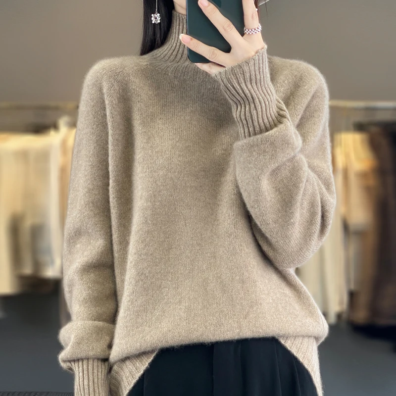 

New heavy cashmere sweater thickened Faye Wong with the same first-line ready-to-wear turtleneck loose pullover sweater bottomin