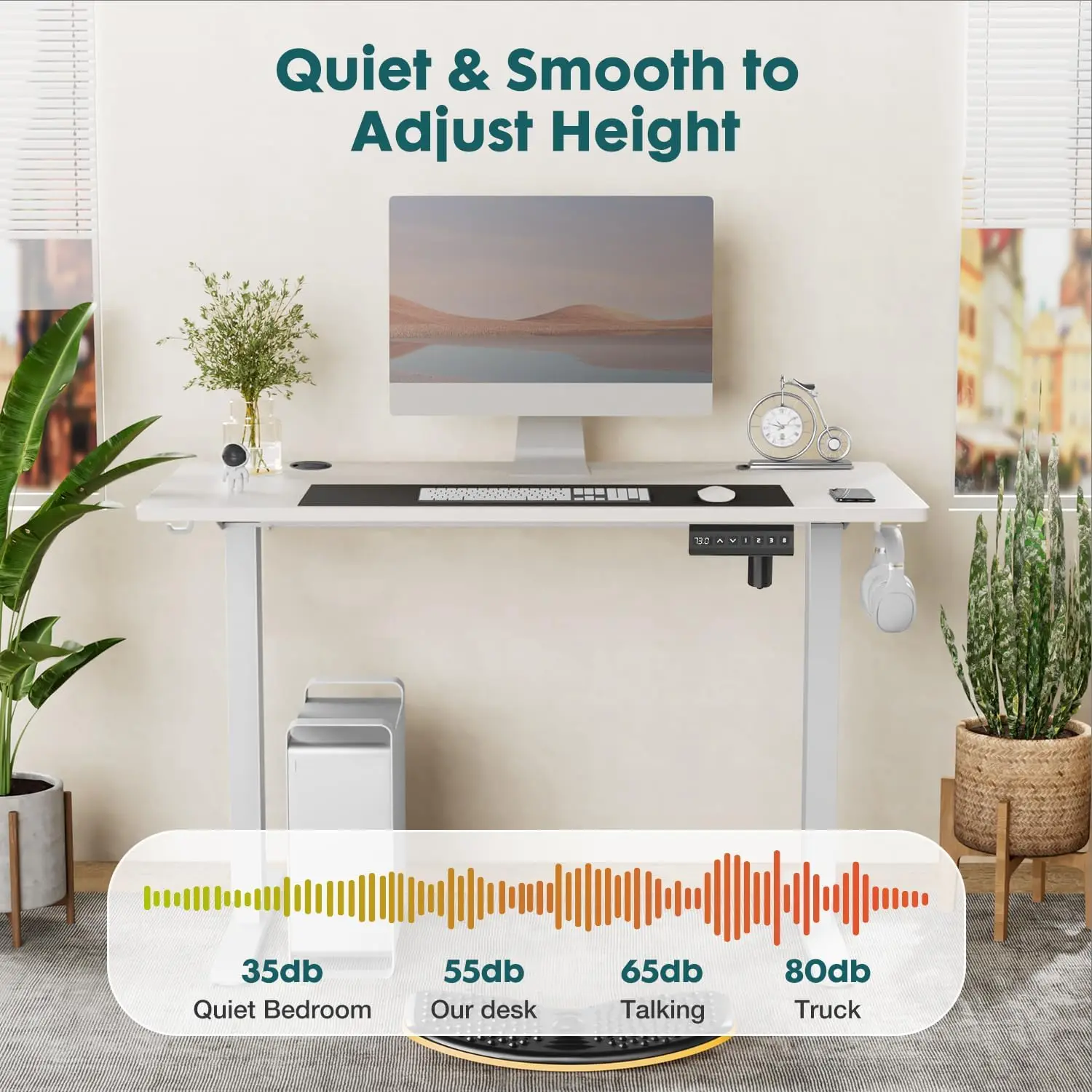 Standing Desk,Adjustable Height Electric Sit Stand Up Down Computer Table,48x24 Inch Ergonomic Rising Desks for Work Office Home