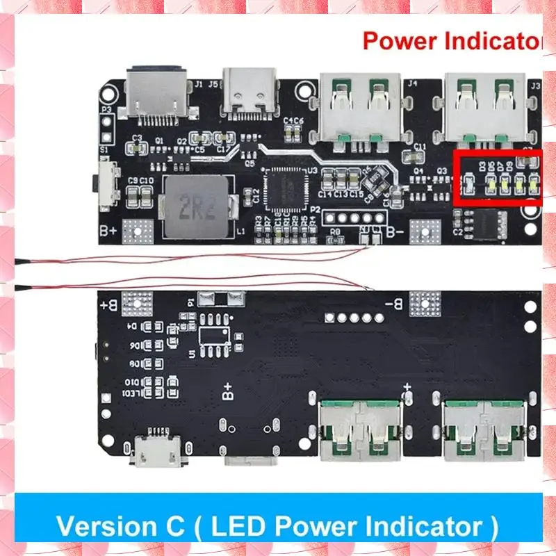 JAJA QC4.0 QC3.0 LED Dual USB 5V 4.5A 22.5W Micro/Type-C USB Mobile Power Bank 18650 Charging Module Temperature Protection