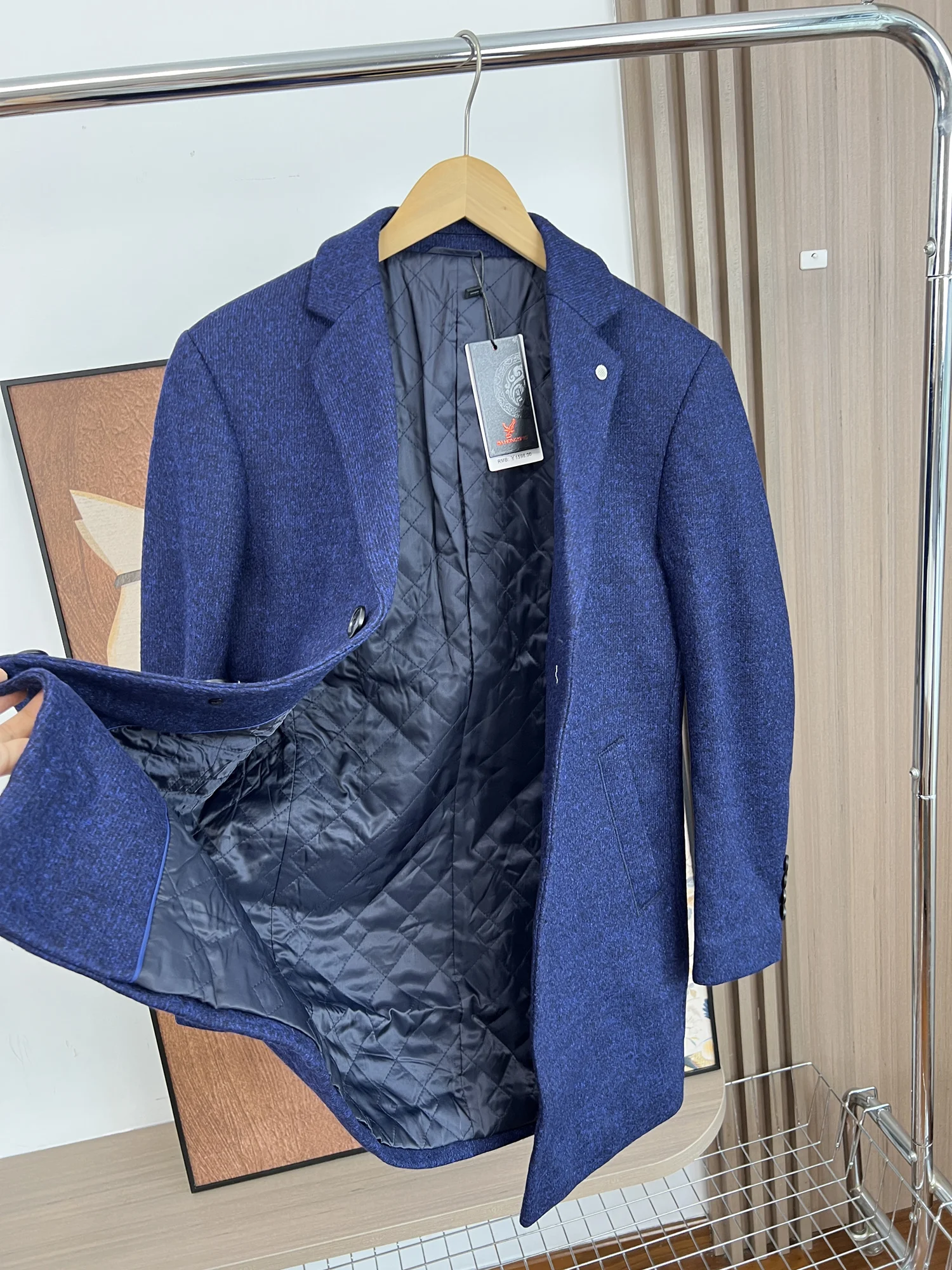 

Мужское модное городское зимнее шерстяное пальто с воротником-стойкой, ветрозащитное, теплое, струящееся, из смесового хлопка, верхняя одежда