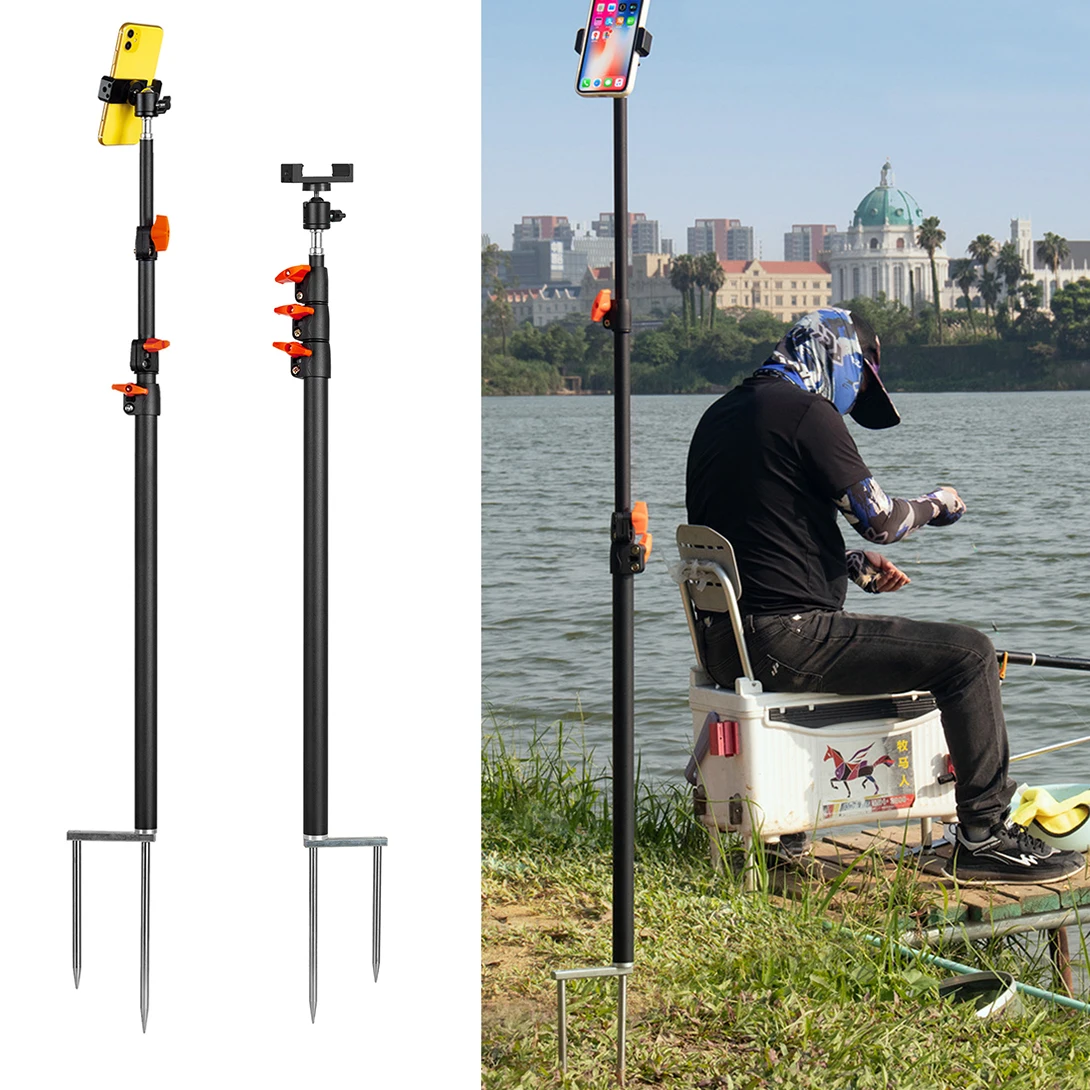 

Монопод из алюминиевого сплава для рыбалки на открытом воздухе, палка для селфи со штепсельной вилкой, подставки для крепления штатива, держатель для прямой трансляции видео, видеоблогер