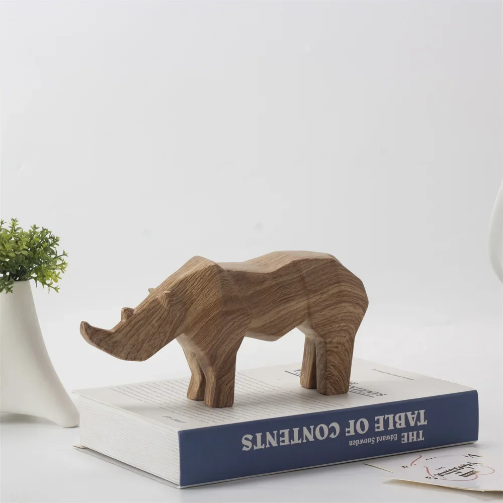Home Decor Interior Modern    Living Room Handmade Animal Geometric Decoration Ornament Rhino Creative Home Decoration