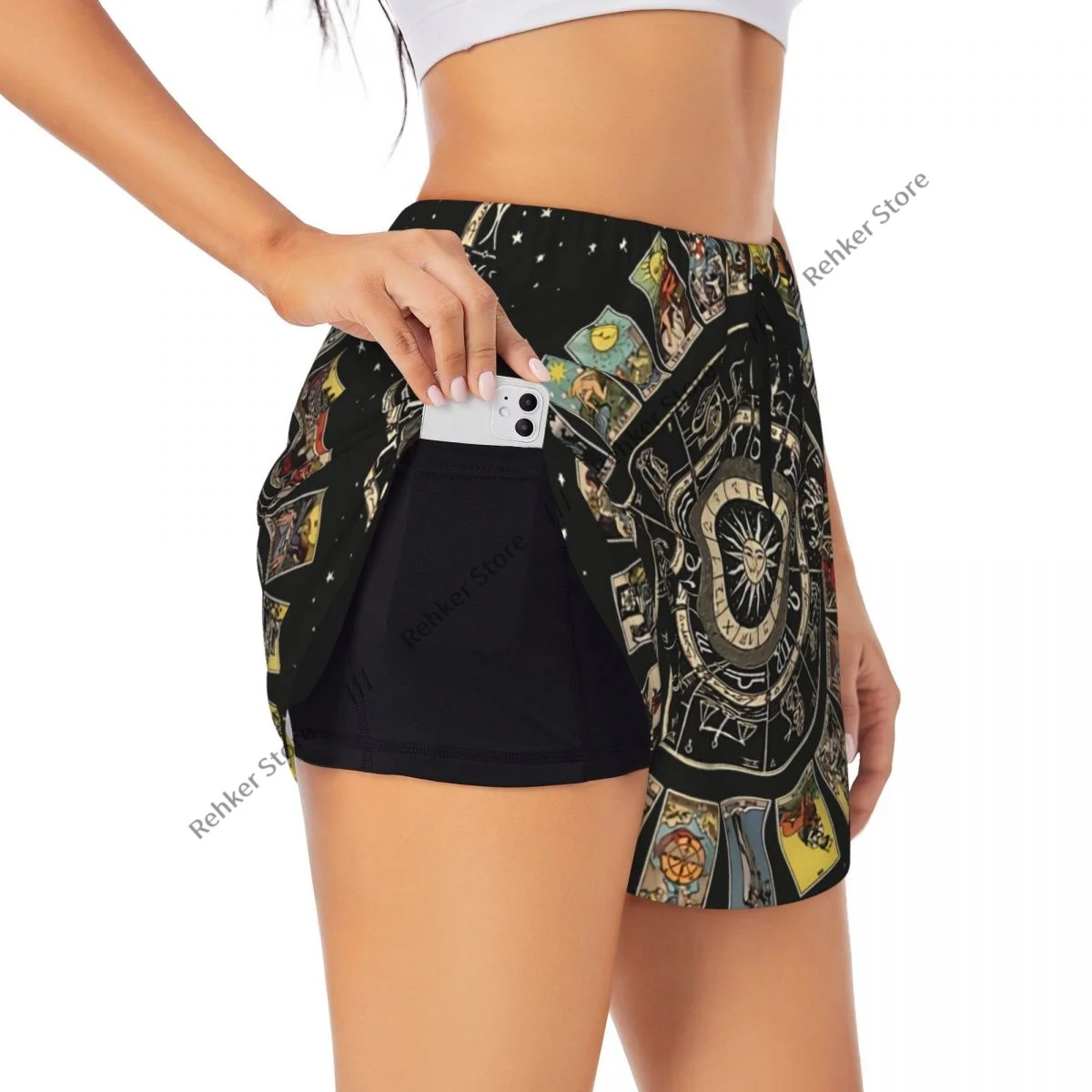 Women Yoga Shorts Moon Sun With Tarot Workout Shorts Fitness quick-dry Ladies Yoga Gym Running Short Pants Sportswear