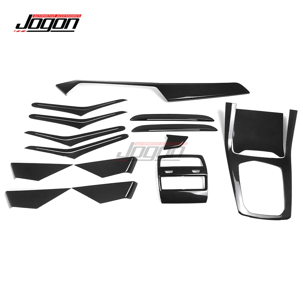 15PCS Carbon Car Central Instrument Panel Control Storage Box Gear Shift Inner Door Handle Cover Trim For BMW X5 G05 2018-2022
