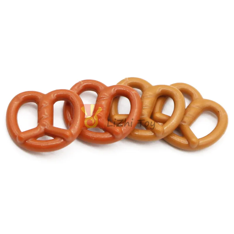 100pcs MOC Brick 10170 34092 Foods Bread Palmier Pretzel Classic Building Block Toy Accessory Compatible with Building Blocks