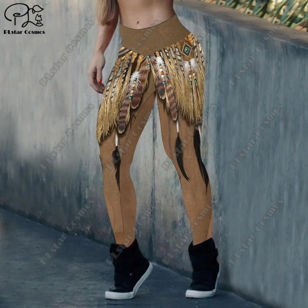 

3D Printing Latest Retro Aboriginal Totem Leggings Women's Casual Stretch Leggings Tight and Comfortable Teen Fitness Pants 1