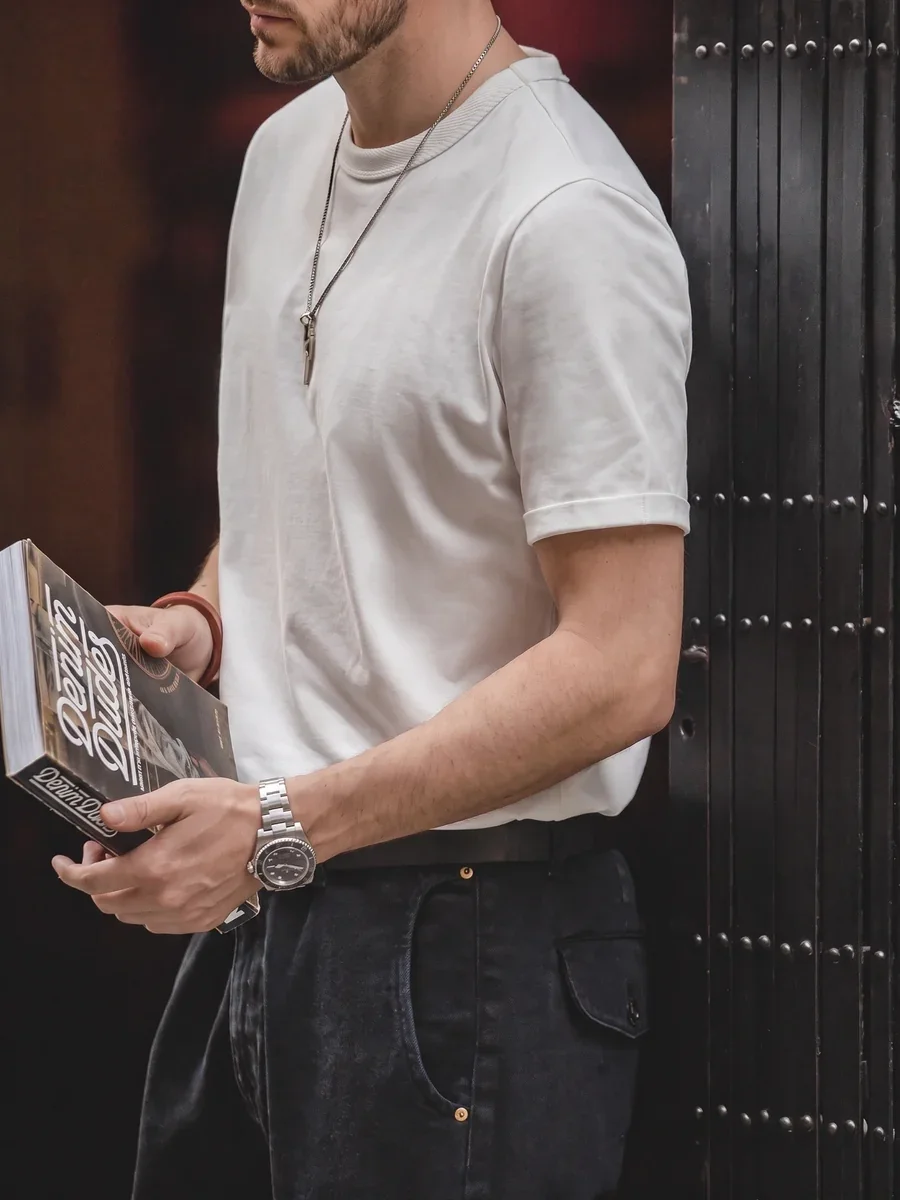 2026 MADEN Men's 300g GSM Pure Cotton Round Neck T-shirt Comfortable, Breathable, High Quality Ins Y2k