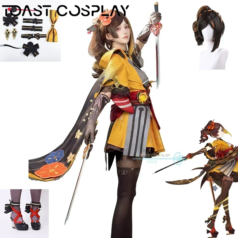 Chiori Cosplay Game Genshinimpact Chiori Cosplay Kostuum Jurk Pruik Schoenen Volledig Set Anime Rollenspel Carnaval Feestkleding