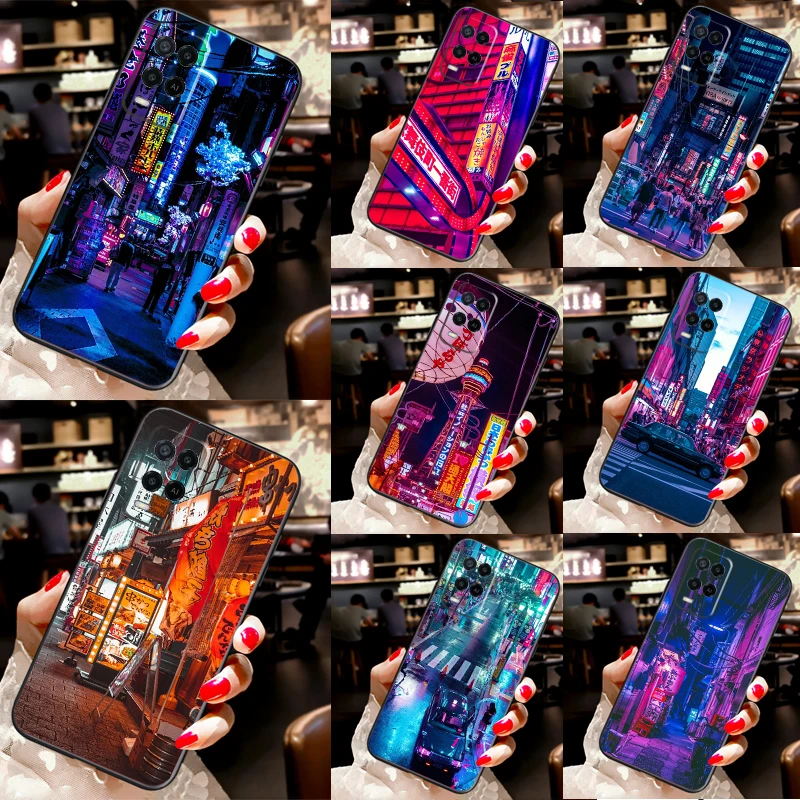 Neon Blue Cyberpunks Tokyo Street Cover For OPPO A5 A9 2020 A31 A53 A53S A52 A72 A83 A91 A94 A74 A54 A1K A3S A5S Phone Case