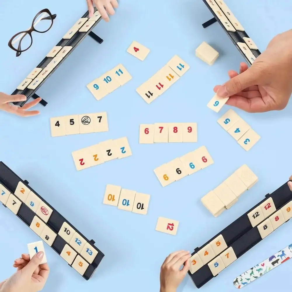 

Набор классических деревянных игр Rummikub из 106 элементов: портативная версия для путешествий, семейная настольная игра в кейсе