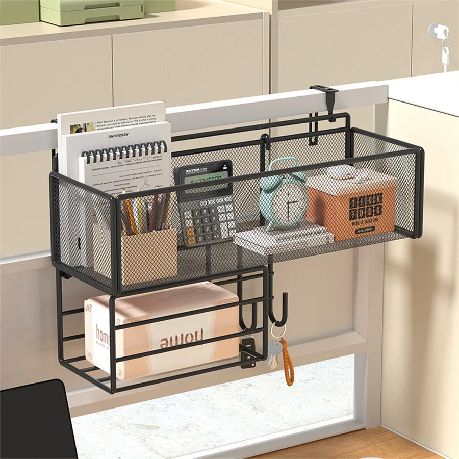 Imagem -06 - Wall Mount Mail Organizer Cesta Dupla Pendurado Classificador de Carta Ganchos Chave para Entrada Cozinha Mudroom Casa Escritório Preto