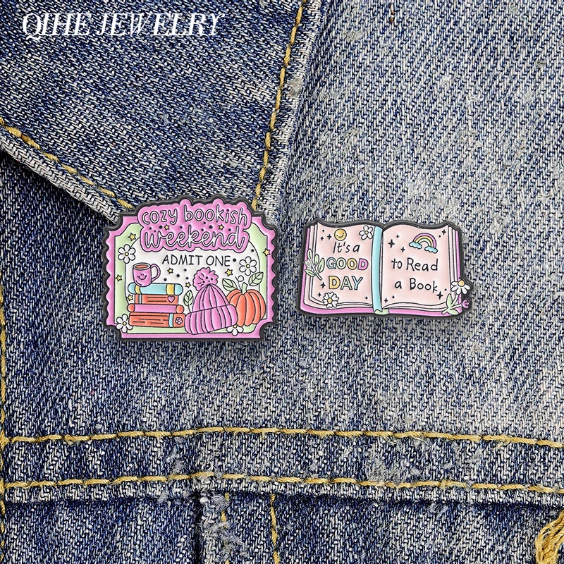 Cozy Bookish Weekend Admit One Ticket Enamel Pin It's A Good Day To Read A Book Brooch Clothes Backpack Badge Funny Jewelry Gift