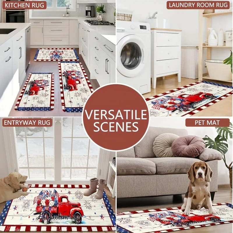 

1PC Santa's Vintage Ride Kitchen Rug Non-Slip Door Mat Pop design Bathroom Rug Bath Mat Carpet for Home Sink Laundry ecoreeree