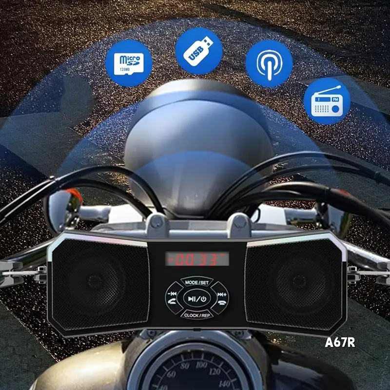 

Subwoofer No Charging Functio Colorful Waterproof Bluetooth For Motorcycle Handlebar Mount