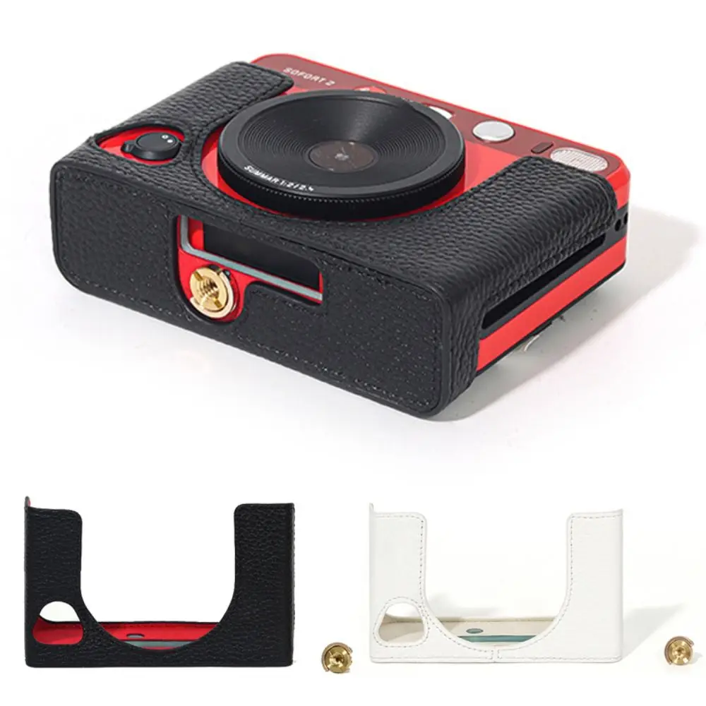 Genuine Leather Hybrid Instant Camera Case Shockproof Wear Resistant Protective Cover Durable Anti Scratch for Leica SOFORT 2