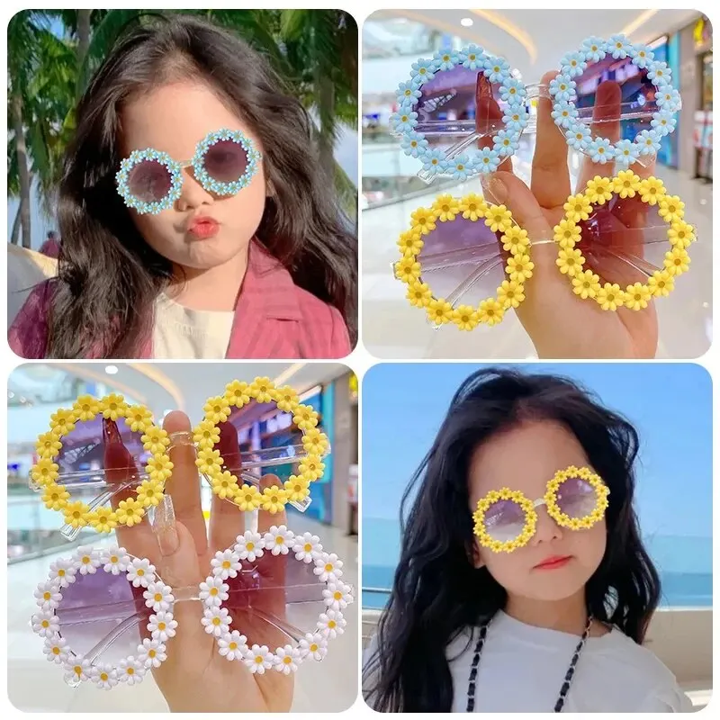 Summer Children Cute Acrylic Flower Outdoor Sun Protection Sunglasses Baby Girls Classic Sunglasses Kids Boy UV400 Sunglasses