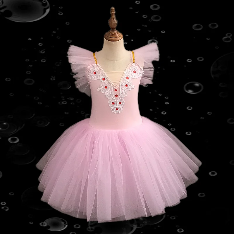 Robe de Ballet longue pour filles, Tutu de Ballet pour enfants, Costume de danse du lac des cygnes, 4 couches