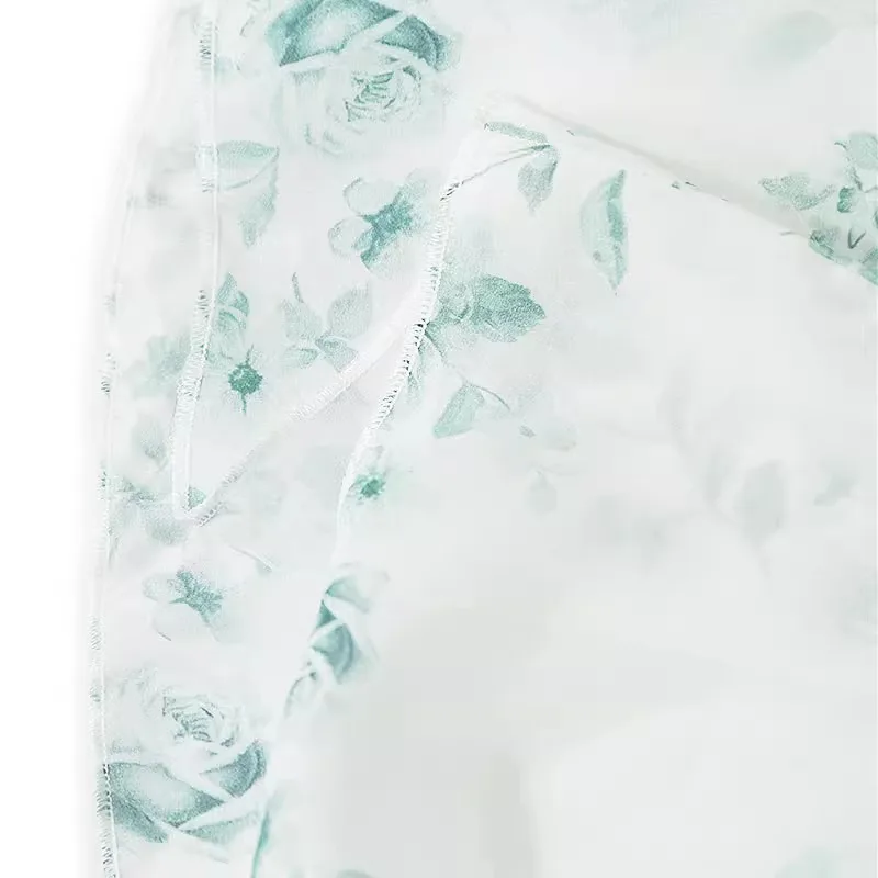 Women's Fashion 100% Natural Mulberry Silk High Waist Big Swing Double Layer Leisure Printed Beach Skirt