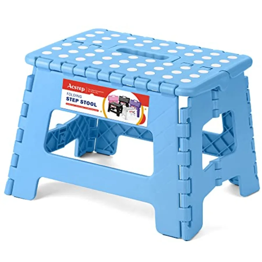 Foldg Step Stool - Lightweight, Plastic Step Stool, 9 ch Foldable Step Stools, Non Slip Folding Stools for Kitchen Bathroom Bed