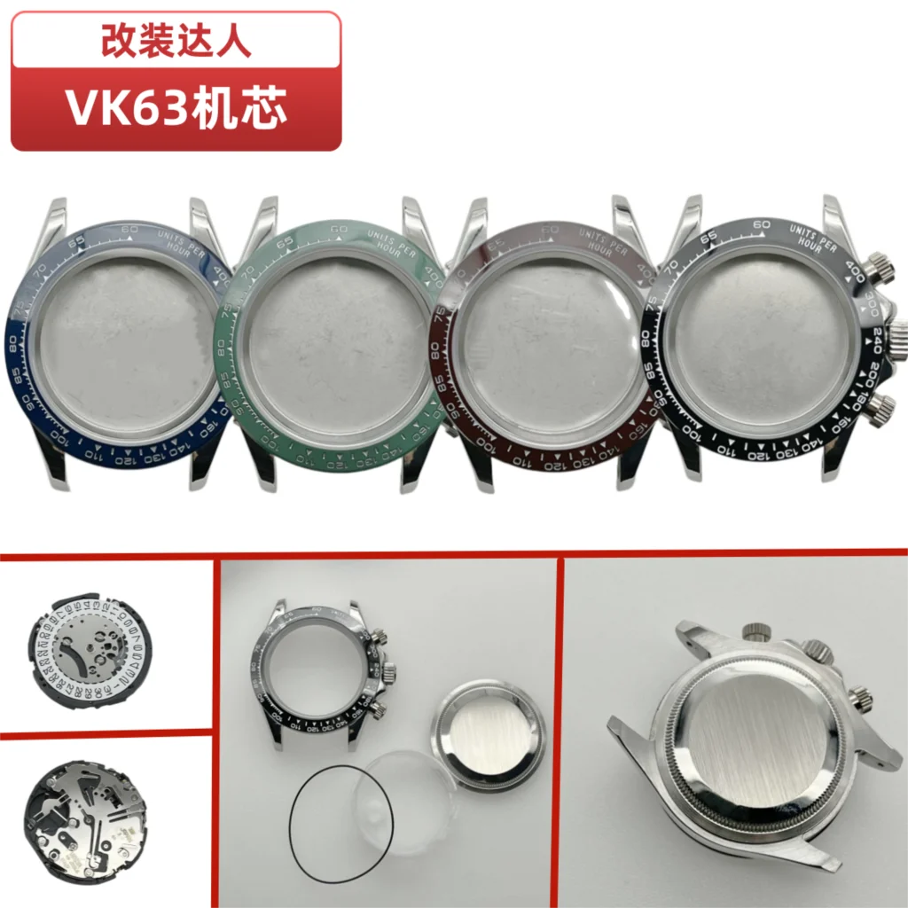 

39mm Stainless Steel Watch Case MOD Parts for Daytona VK63 Panda Dial Quartz Chronograph VK63 Movement Waterproof Replace