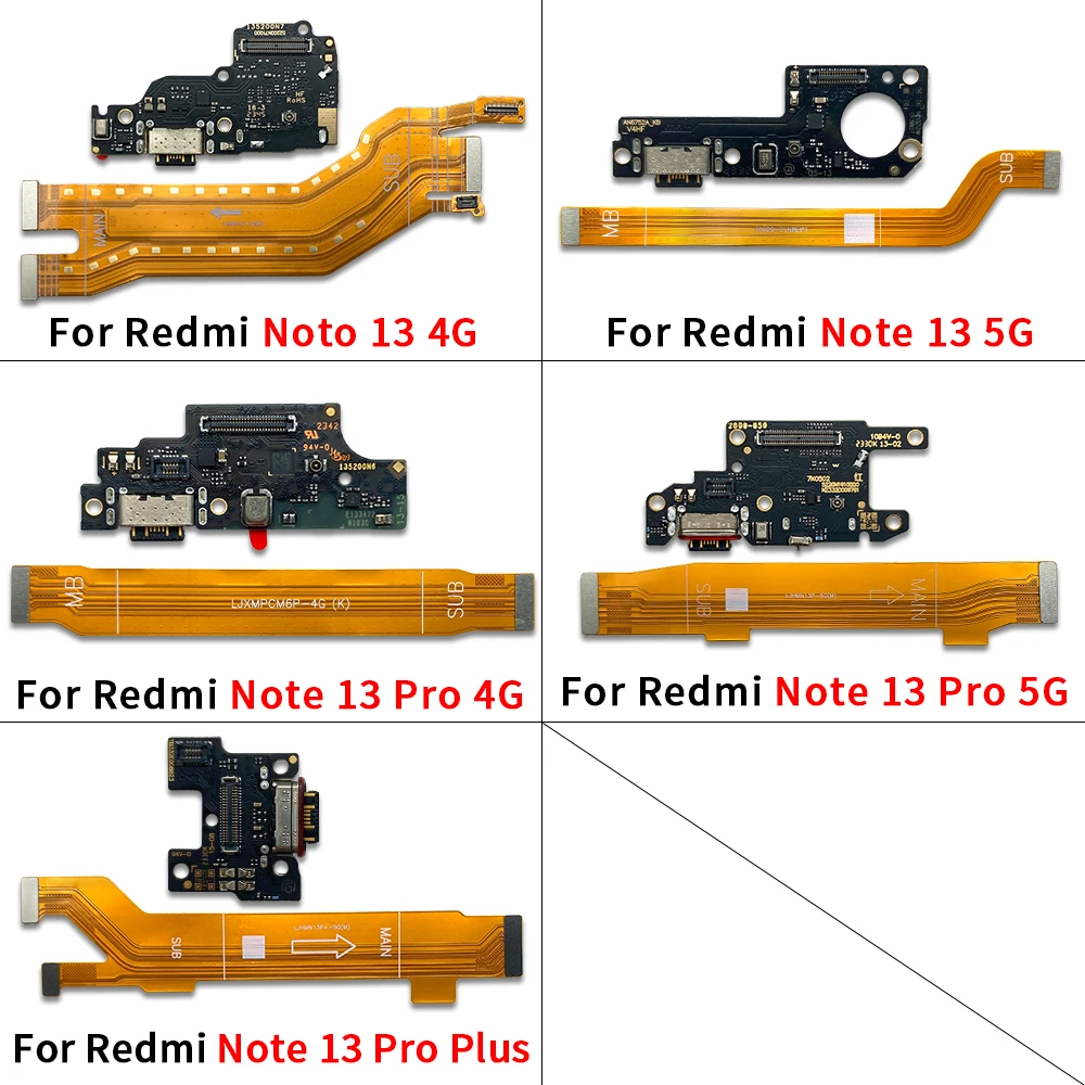 NEW For Xiaomi Redmi Note 13 Pro 4G 5G Plus Dock Connector Micro USB Charger Charging Port Flex Cable Board With Microphone