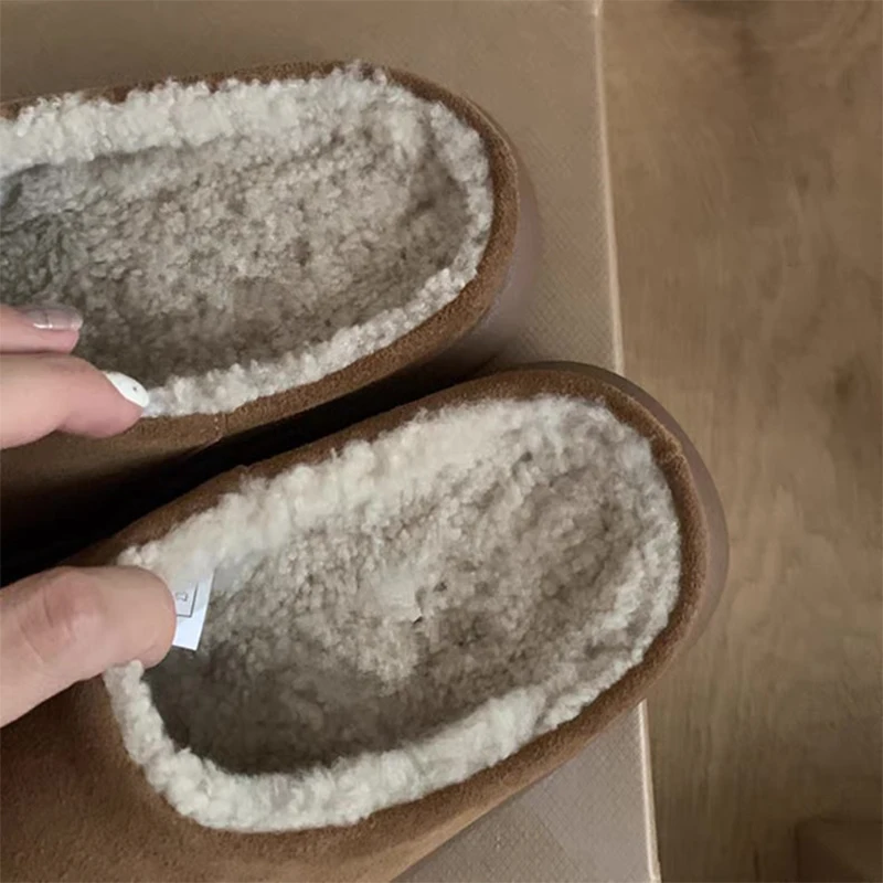 النساء الفراء البغال أحذية الشقق النعال حذاء رياضة كاجوال 2025 الشتاء قصيرة أفخم أحذية دافئة موضة الوجه يتخبط المشي Mujer Zapatos #5