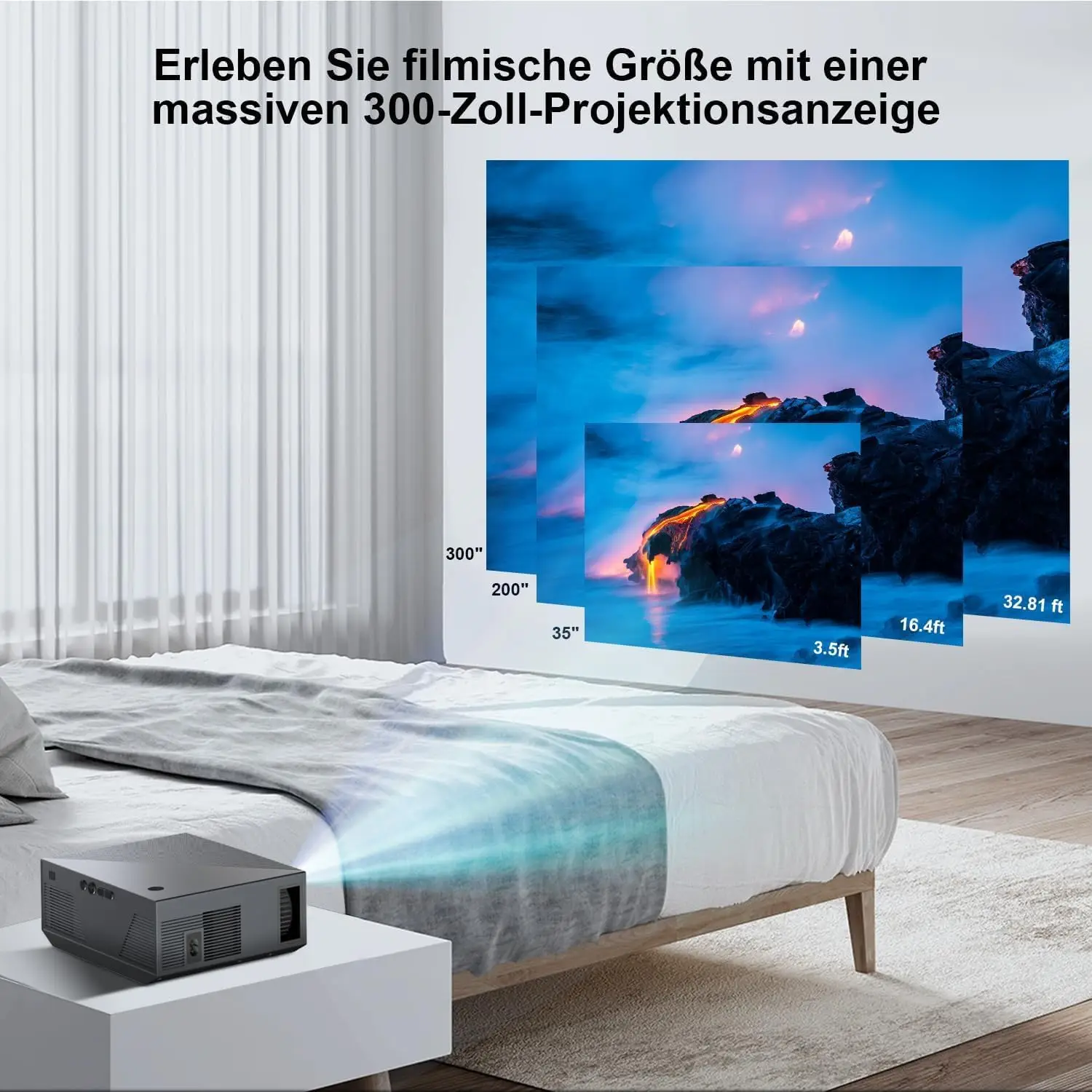 ZDK  Bluetooth Beamer Full HD 1080P Unterstützt, 5G WiFi LED Heimkino Portable Projektor, Kompatibel mit iOS/Android/PC/HDMI/PC