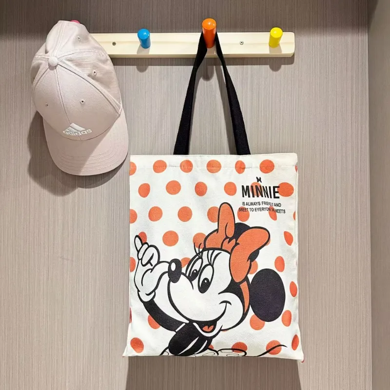 Disney Mickey and Minnie Cartoon Creative Printed Pattern Handbag Large Capacity Fashion Canvas Shoulder Bag Female Mommy Bag image 6